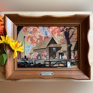 Vintage framed art transformed into an autumn / haunted painting